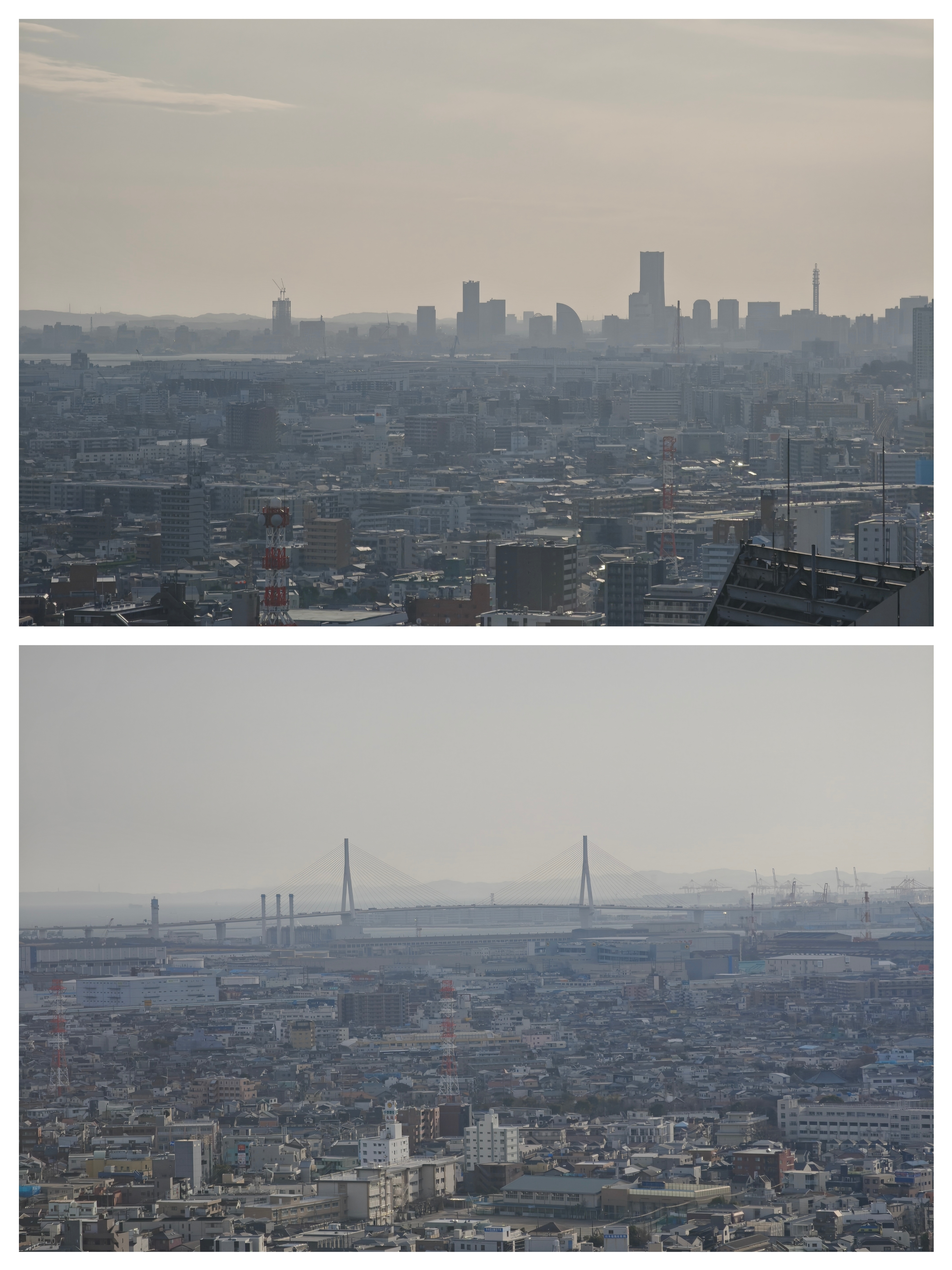 远处的横滨高楼群和横滨大桥（下午逆光了，如果是夜景应该会很好看）
